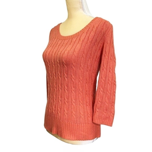 Ann Taylor Loft Cable Knit Crewneck Sweater Size XS 3/4 Sleeves Rabbit Hair EUC - Picture 3 of 8